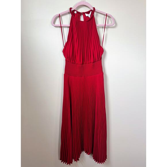 NEW NWT A.L.C. Renzo Midi Pleated Dress in Real Red Size 6 - Picture 4 of 9